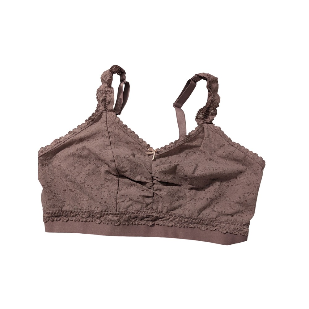 Cacique Mauve Floral Lace Bralette Wireless Romantic Coquette Boho Dainty 18/20